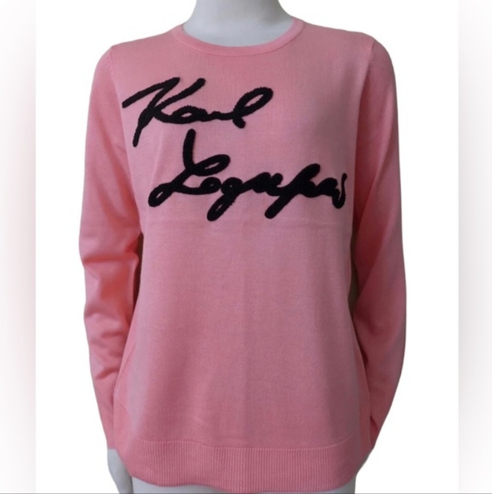 NWT Karl Lagerfeld Women Embroidered Logo Sweater